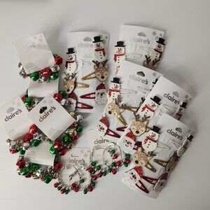 Claire’s Christmas Hair clips bracelets earrings Jewelry Set lot party bundle